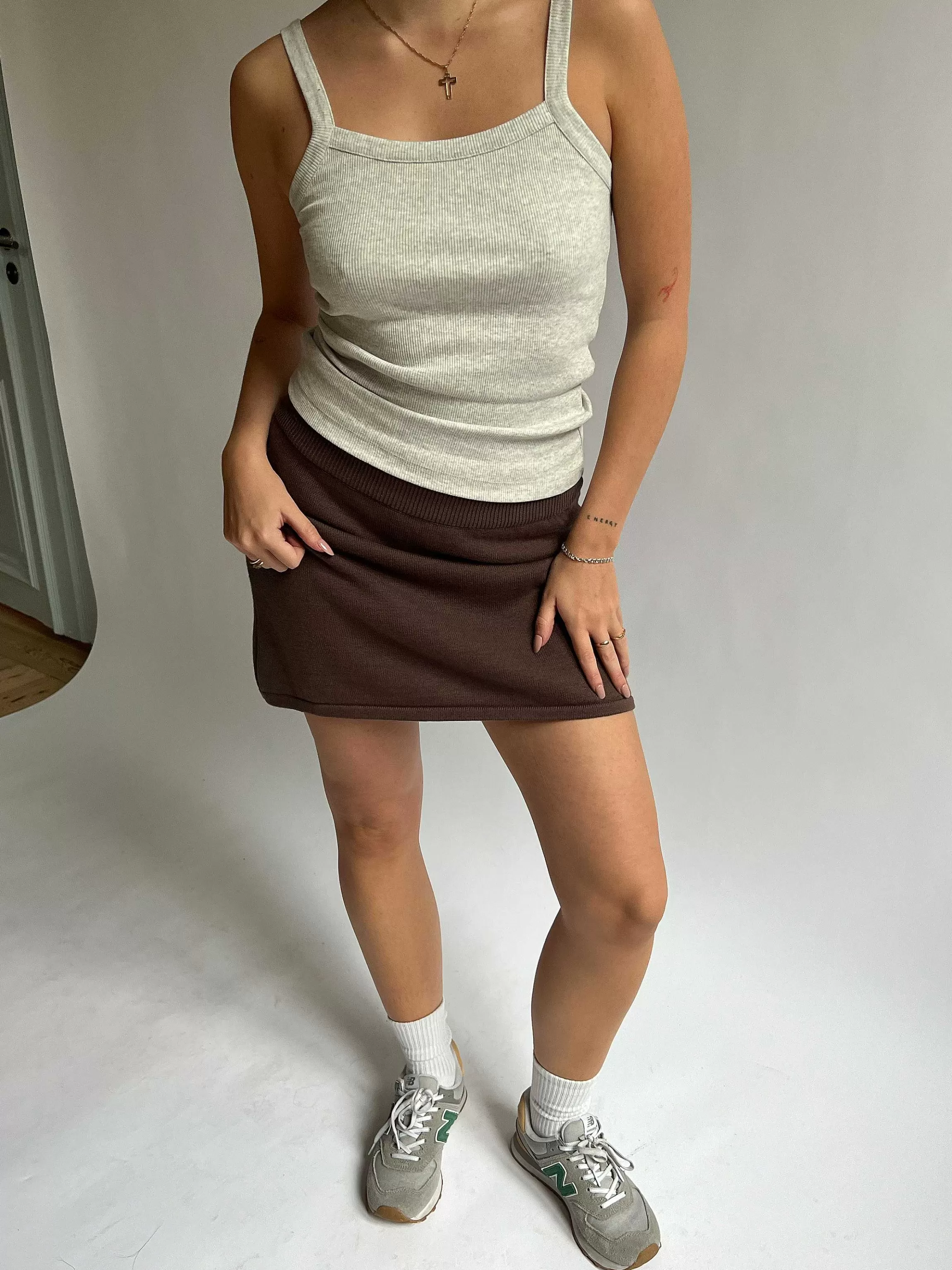 Djerf Avenue Daily Linne Ribbed Grey Melange Clearance