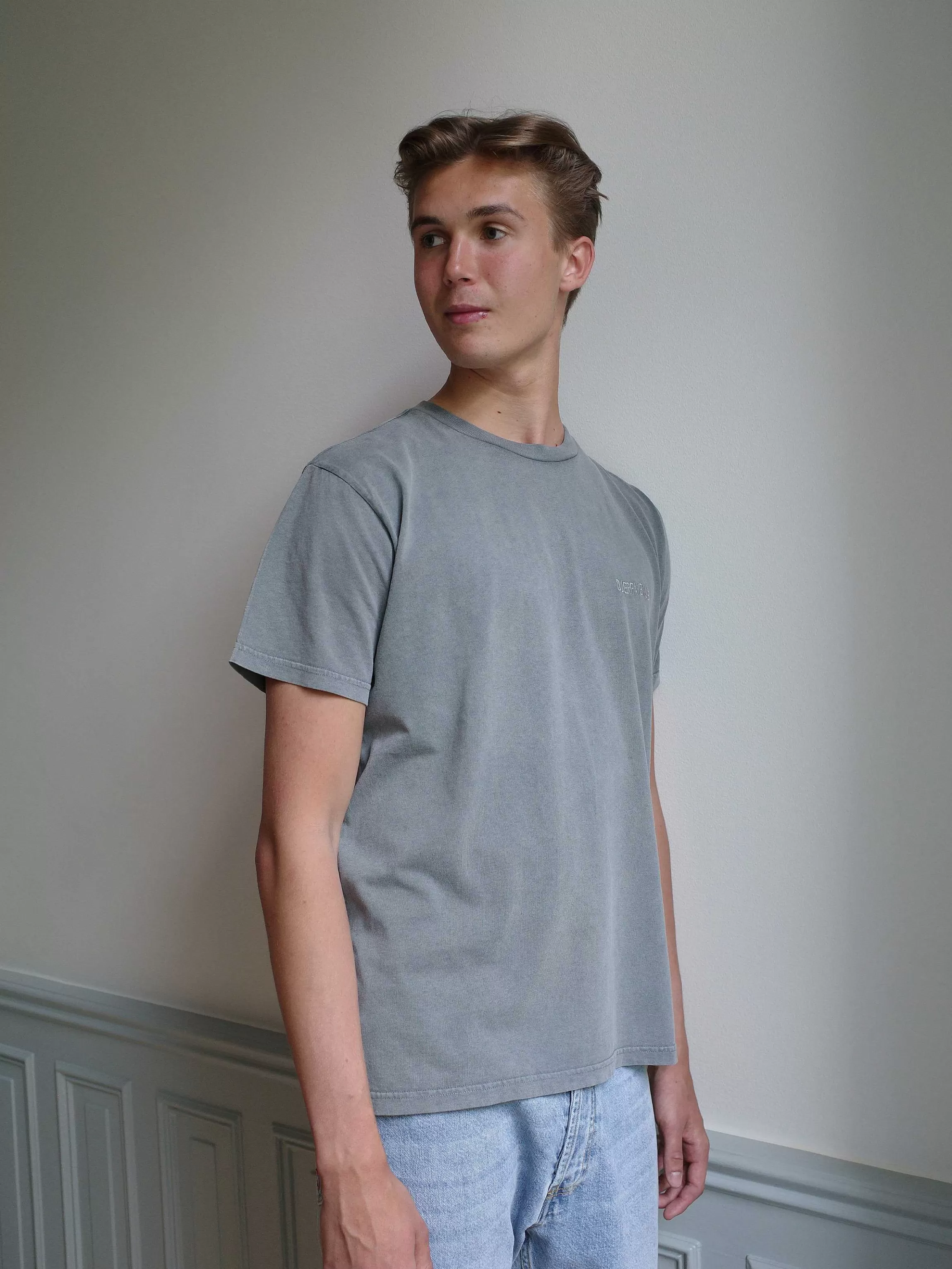 Djerf Avenue Rak Passform T-Shirt Tvattad Gra Store