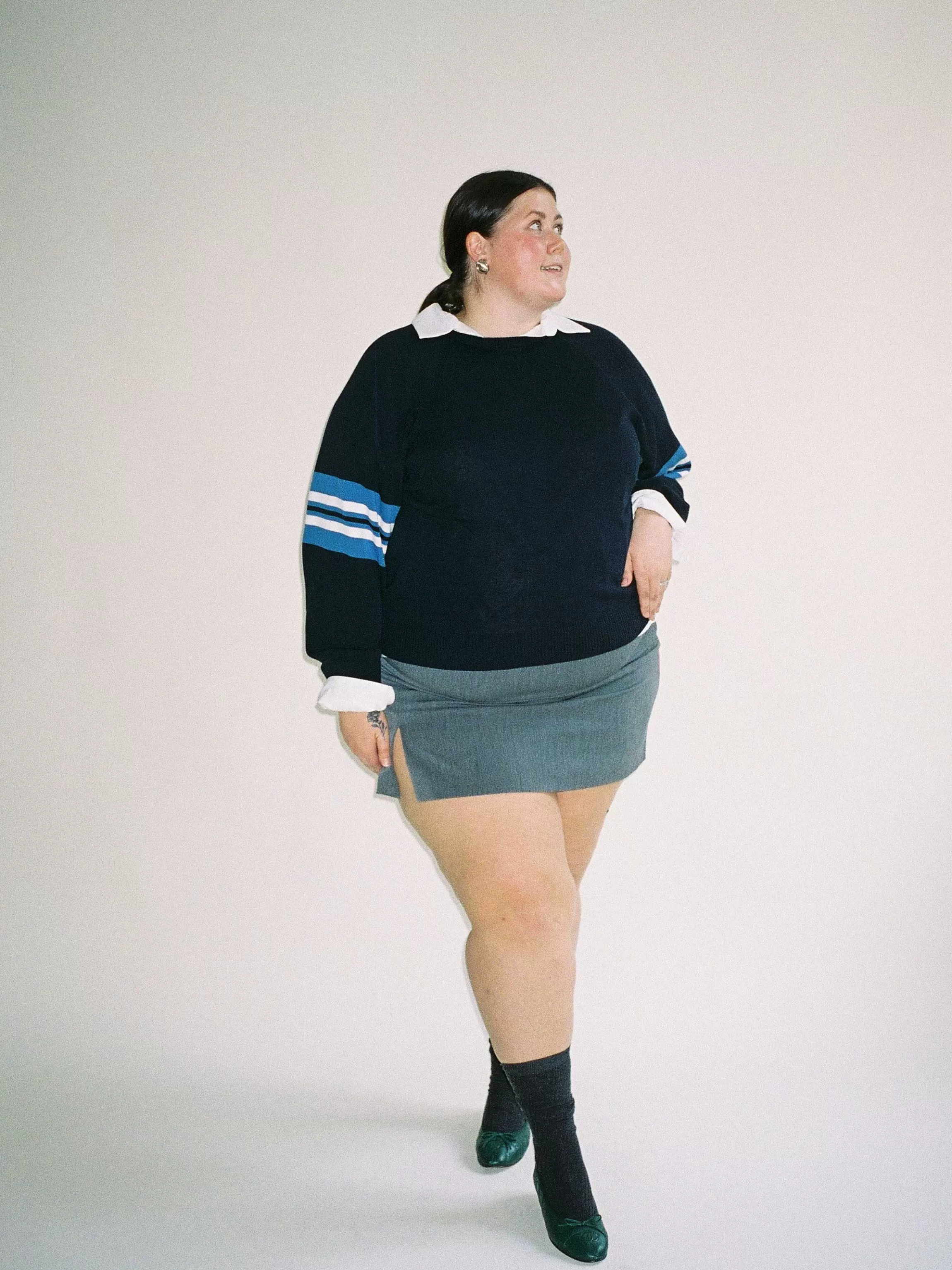 Djerf Avenue Randig Arm Crewneck Bla Hot
